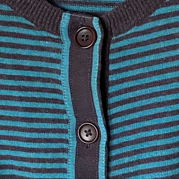 Boden Gray & Teal Striped Button Cardigan - Picture 4 of 9